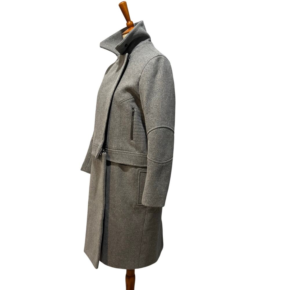 Tosia NYC Gray Wool High Neck Coat Minimalist M Corporate Goth Dark Academia